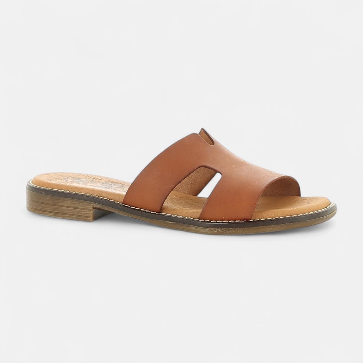 Mules Femme en cuir cognac