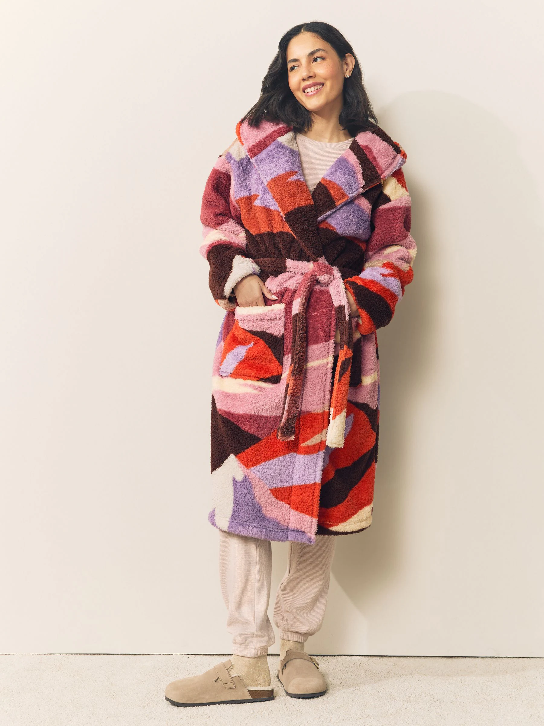 Orange Abstract Scene Print - Teddy Borg Dressing Gown