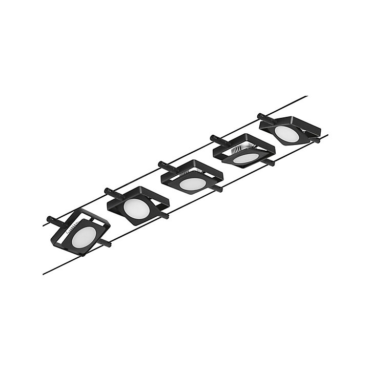 Kit cable Set MacLED 5 spots 450lm 4,5W 60VA 5m blanc chaud Paulmann noir mat
