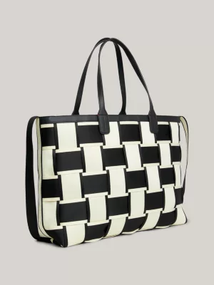 Bolsa tote icônica com trama contrastante