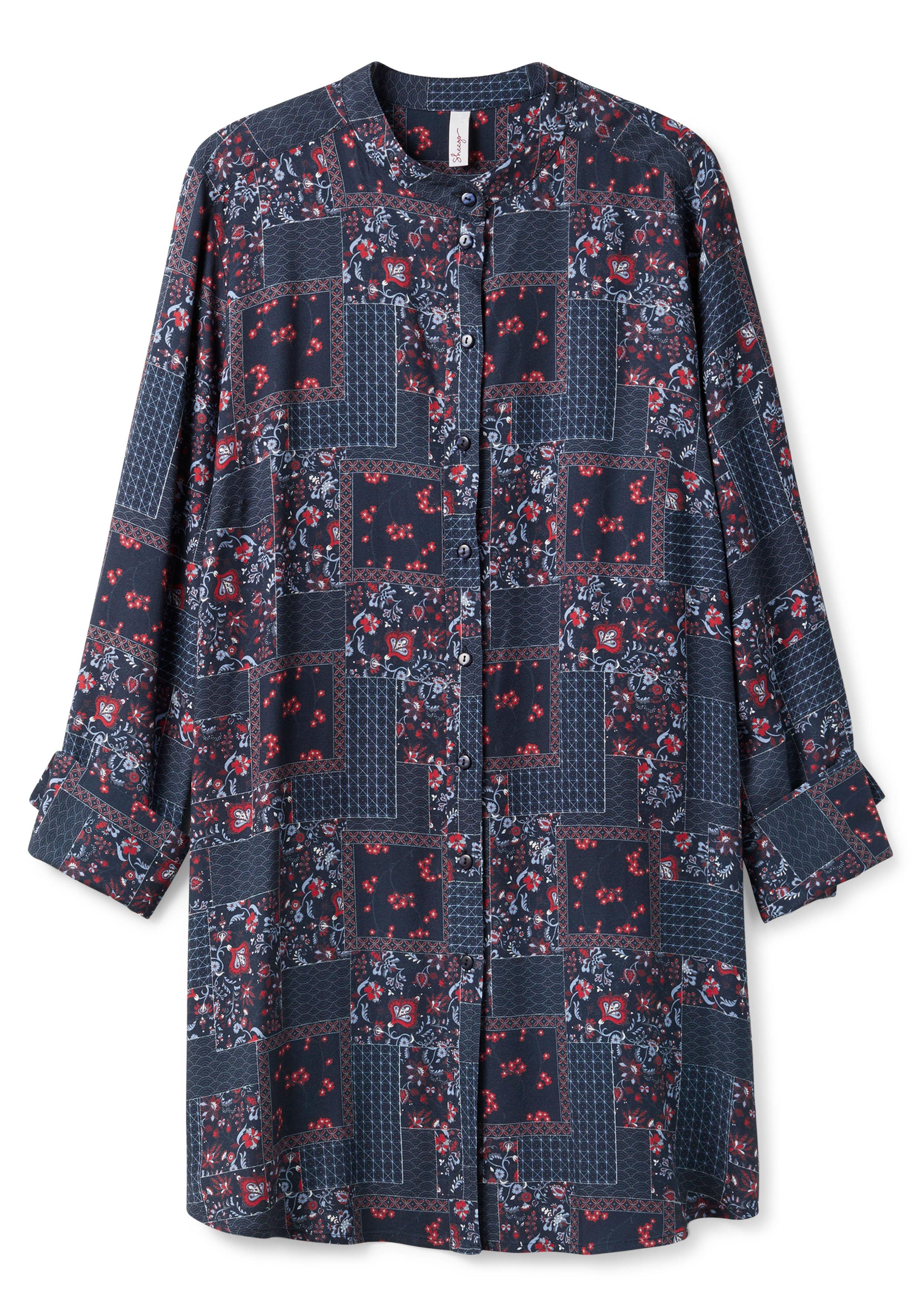 Longbluse mit Patchwork-Print, weich fließend