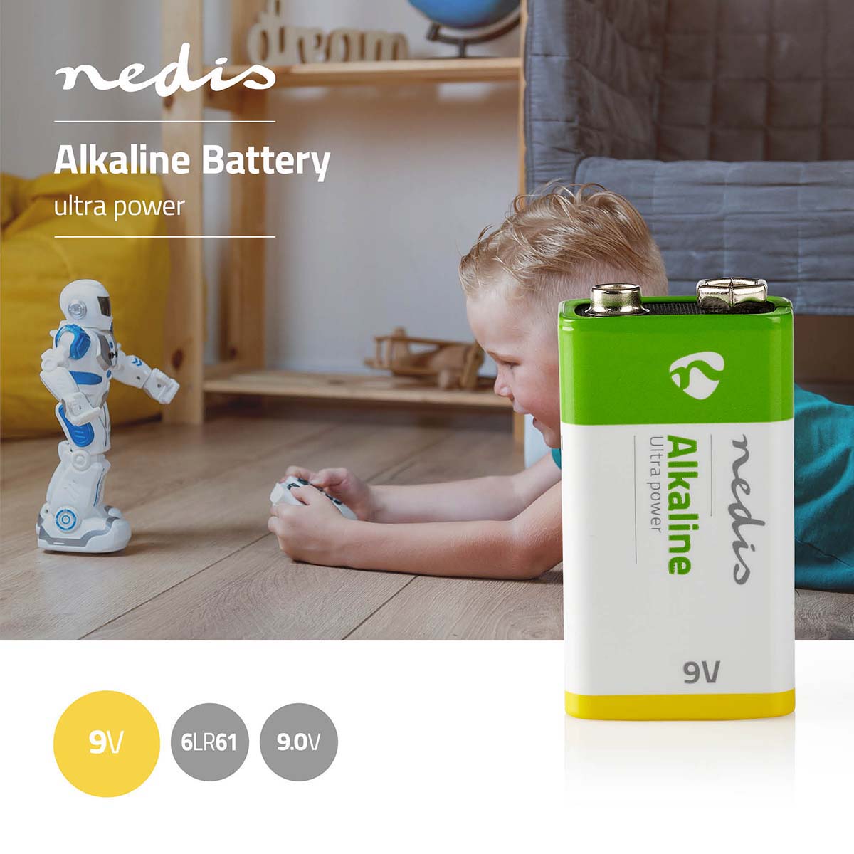Nedis BAAKLR611BL 9V Alkaline-Batterij