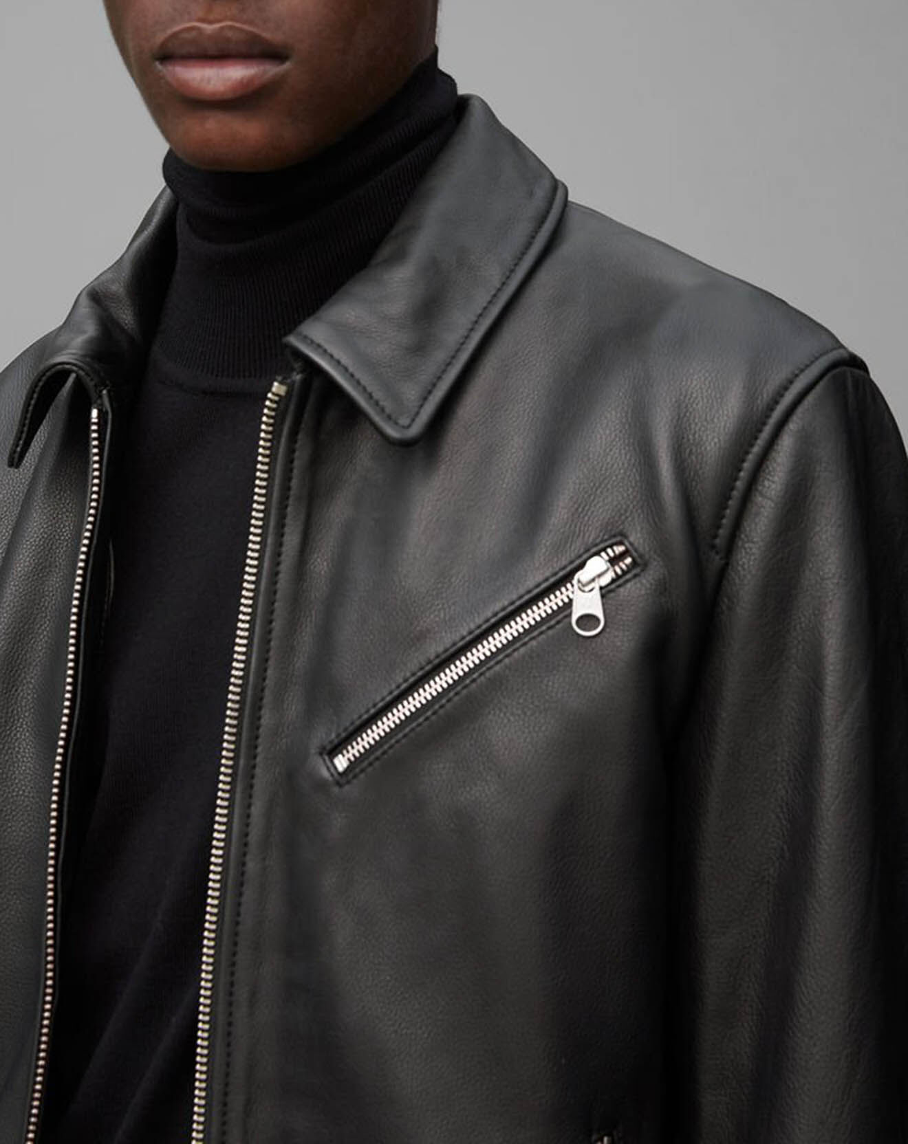 Marc O'Polo Perfecto en Cuir Grainé noir