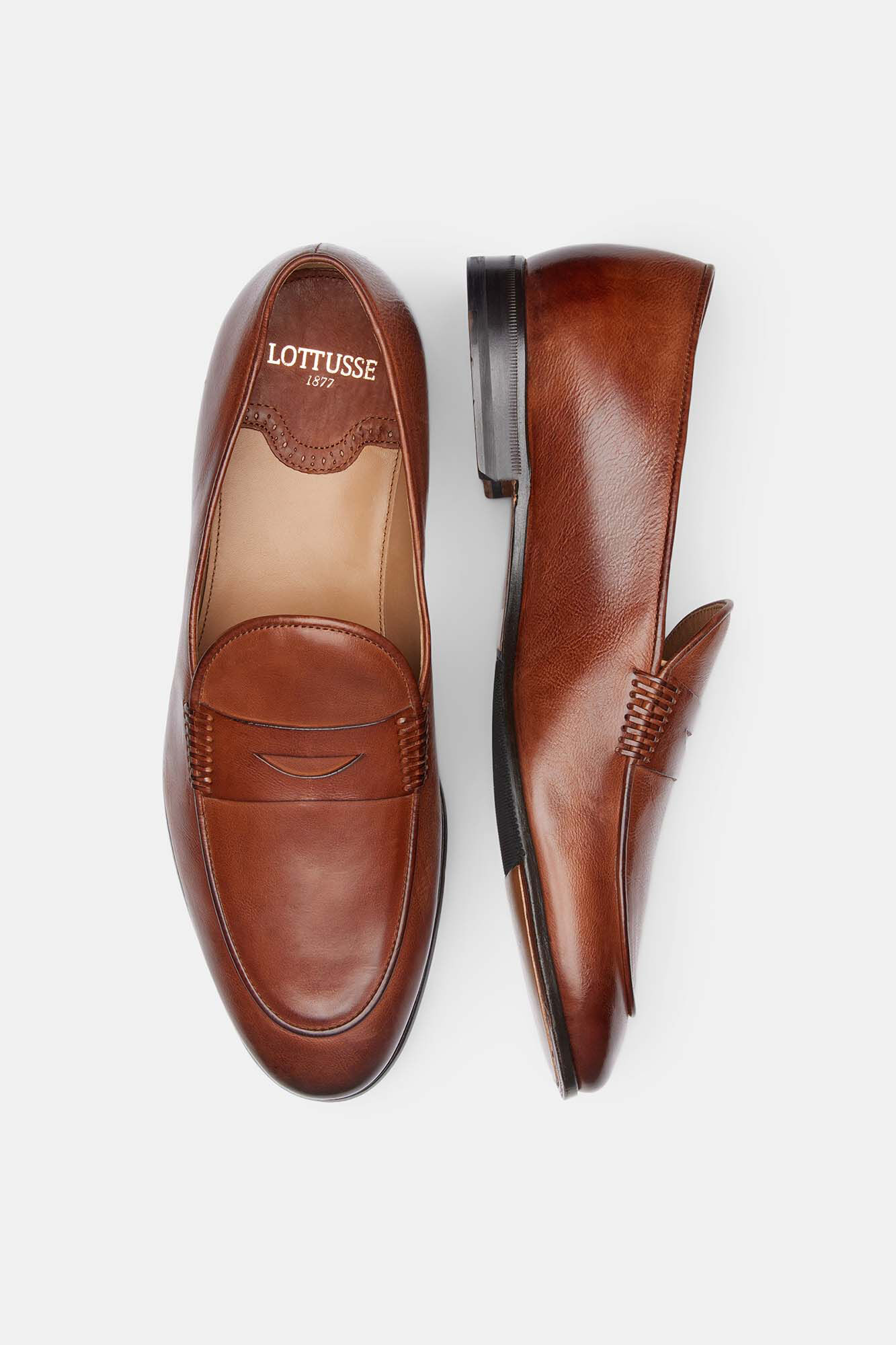 Mocassins de couro bovino escovado marrom - Marrom