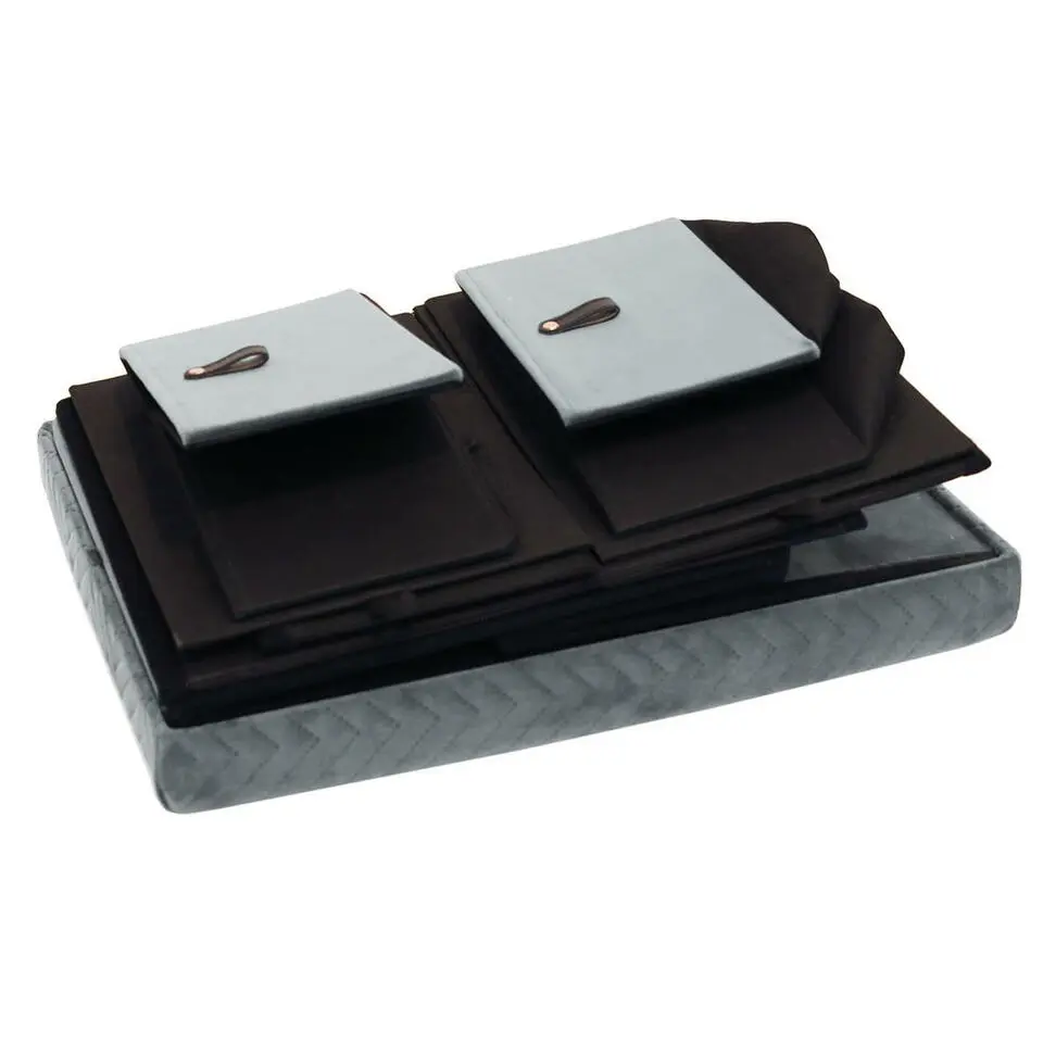 Home Deco Poefje - opbergbox - grijs velvet - 50 x 38 cm
