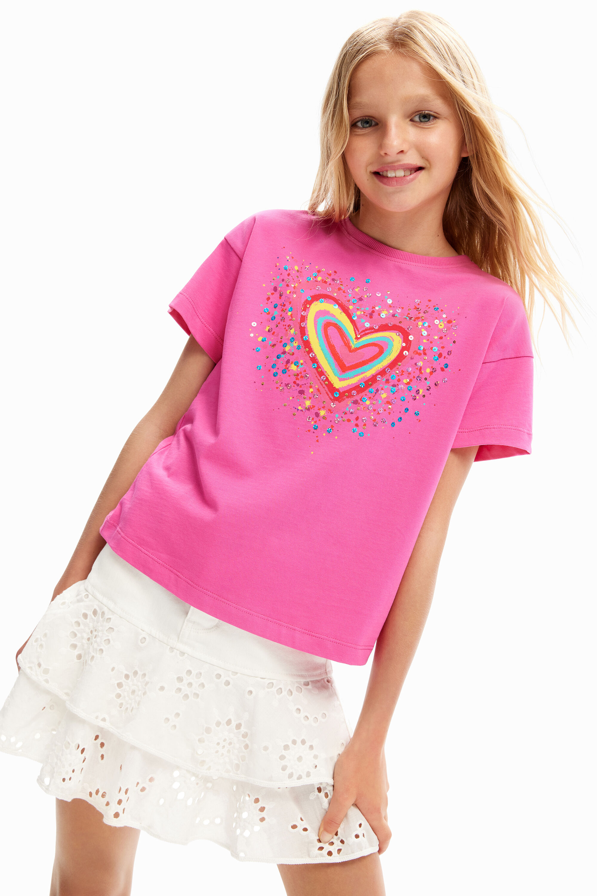 T-shirt cœur paillettes