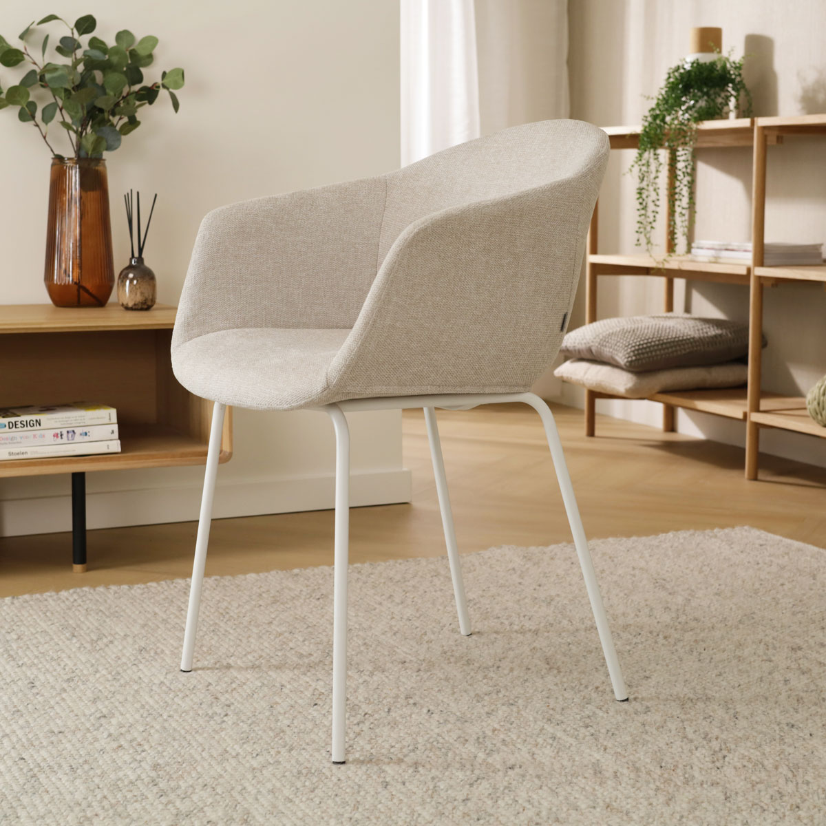 Eetkamerstoel Nora-Otis beige - wit onderstel