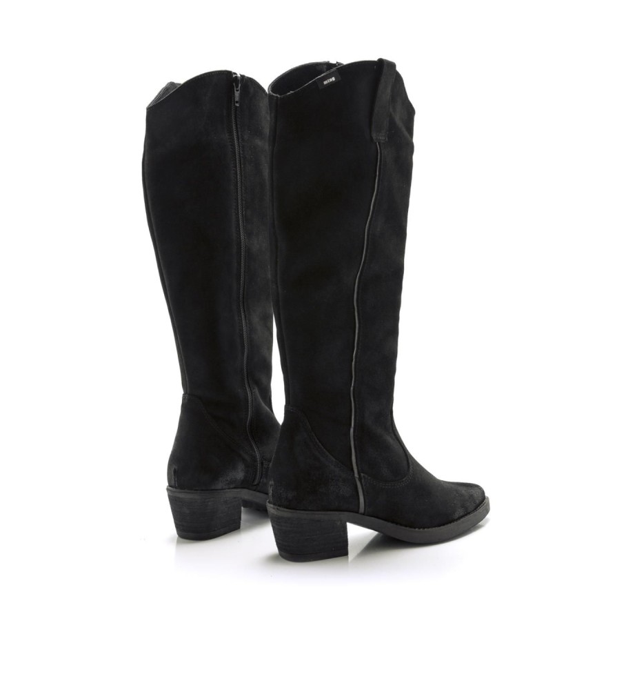 Botas Mustang Teo em couro preto - Salto de 5 cm -