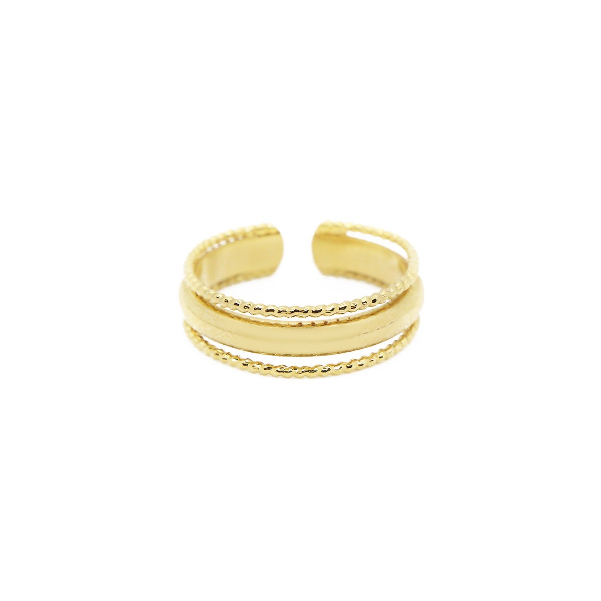 Bague ajustable accumulable dorée à l'or fin 24K INES