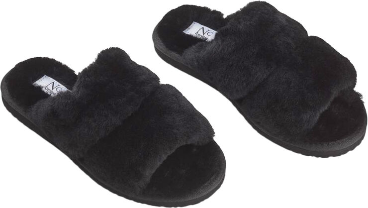 NATURES Collection Slippers Straps (of 100% New Zealand Sheepskin) Black Black