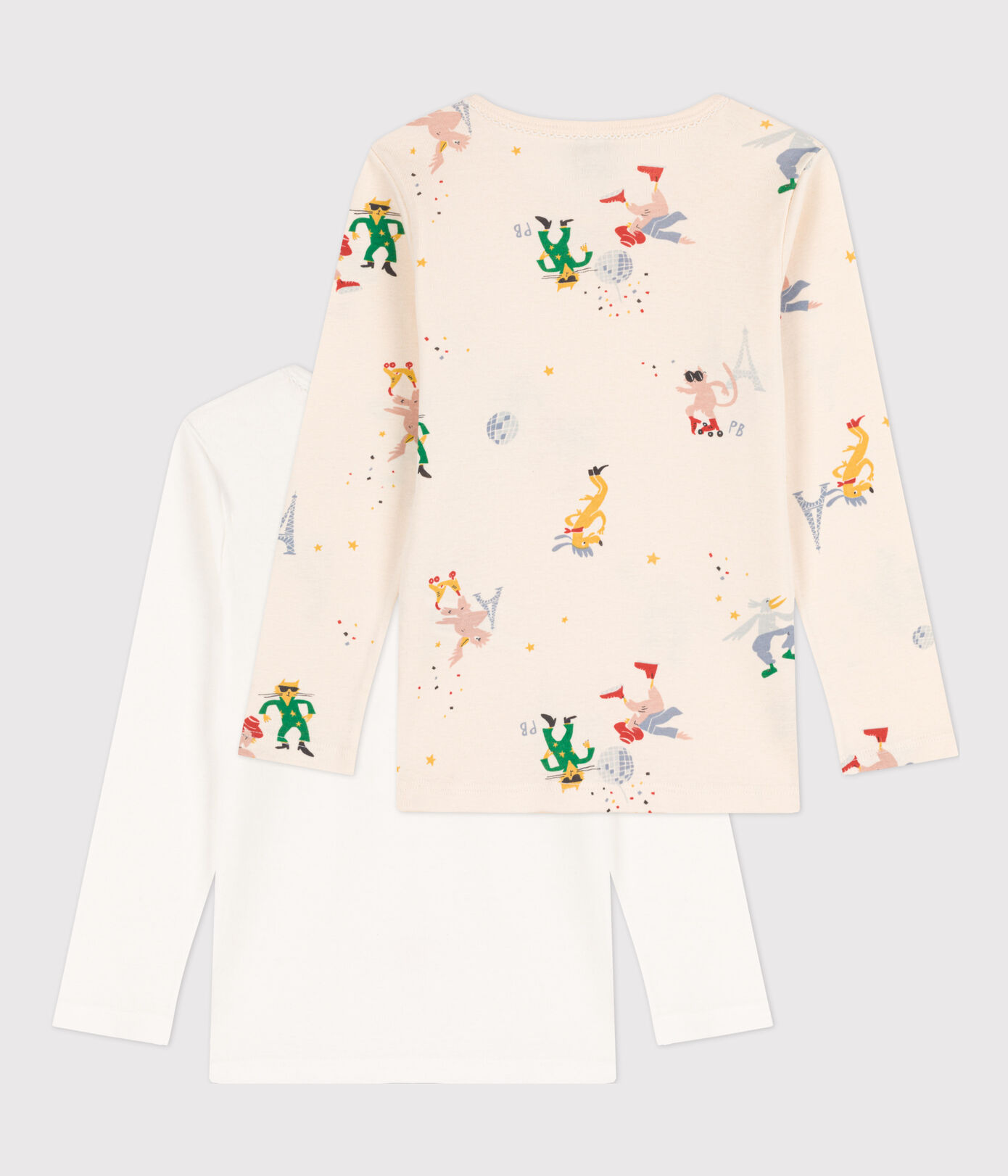 Lot de 2 tee shirts manches longues petite fille/petit garçon en coton