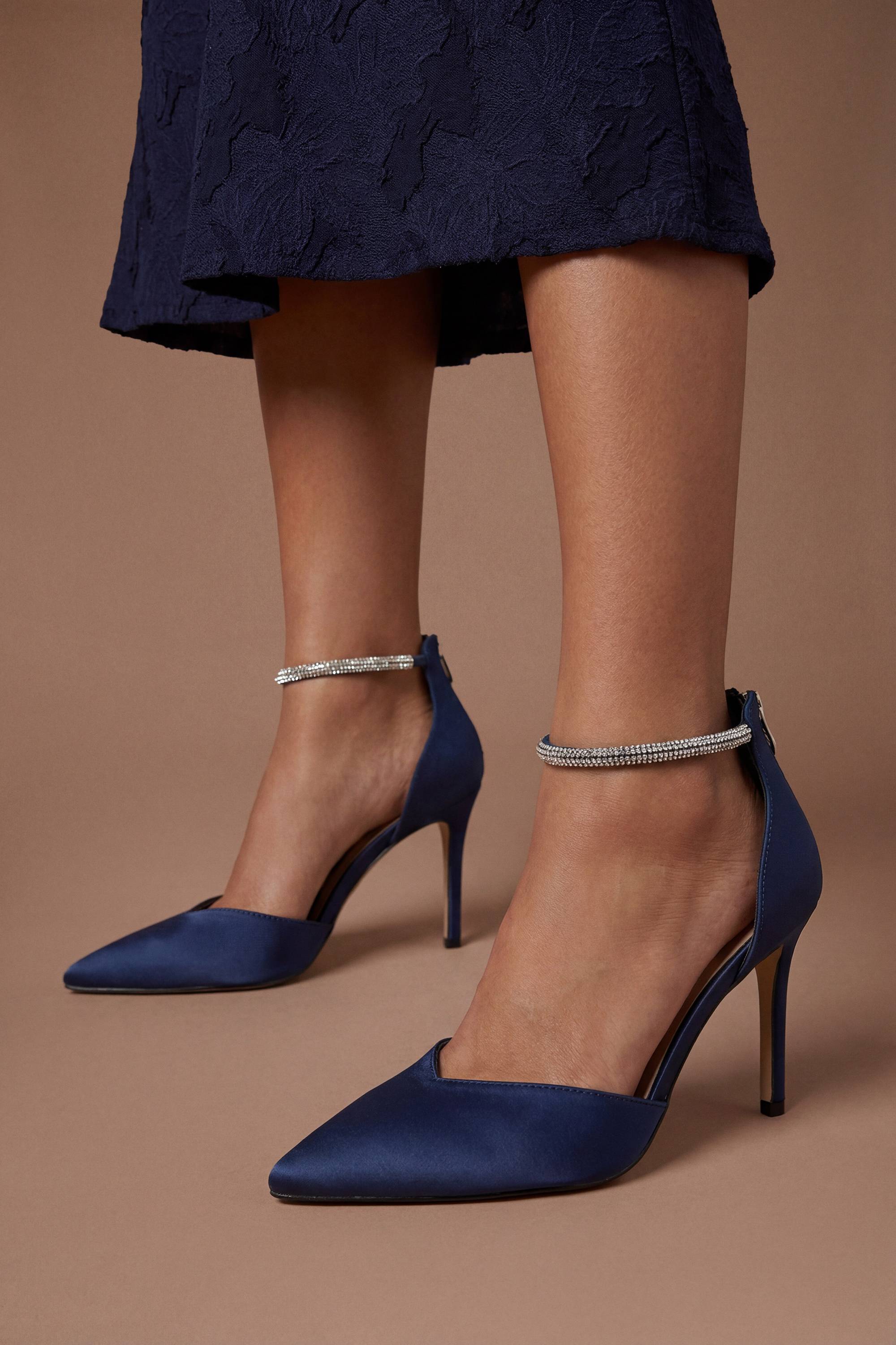 Coast Chaussures De Cérémonie Escarpins Pointus À Bride Cheville Ornée De Strass En Satin Avec Doublure Confort Sicily