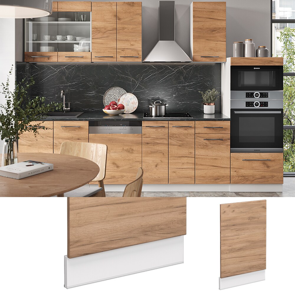 Vicco Geschirrspülerblende Küchenschrank Küchenmöbel Fame-Line Weiß Eiche modern 45 cm Küche Einbauküche Geschirrspüler Blende Küchenzeile