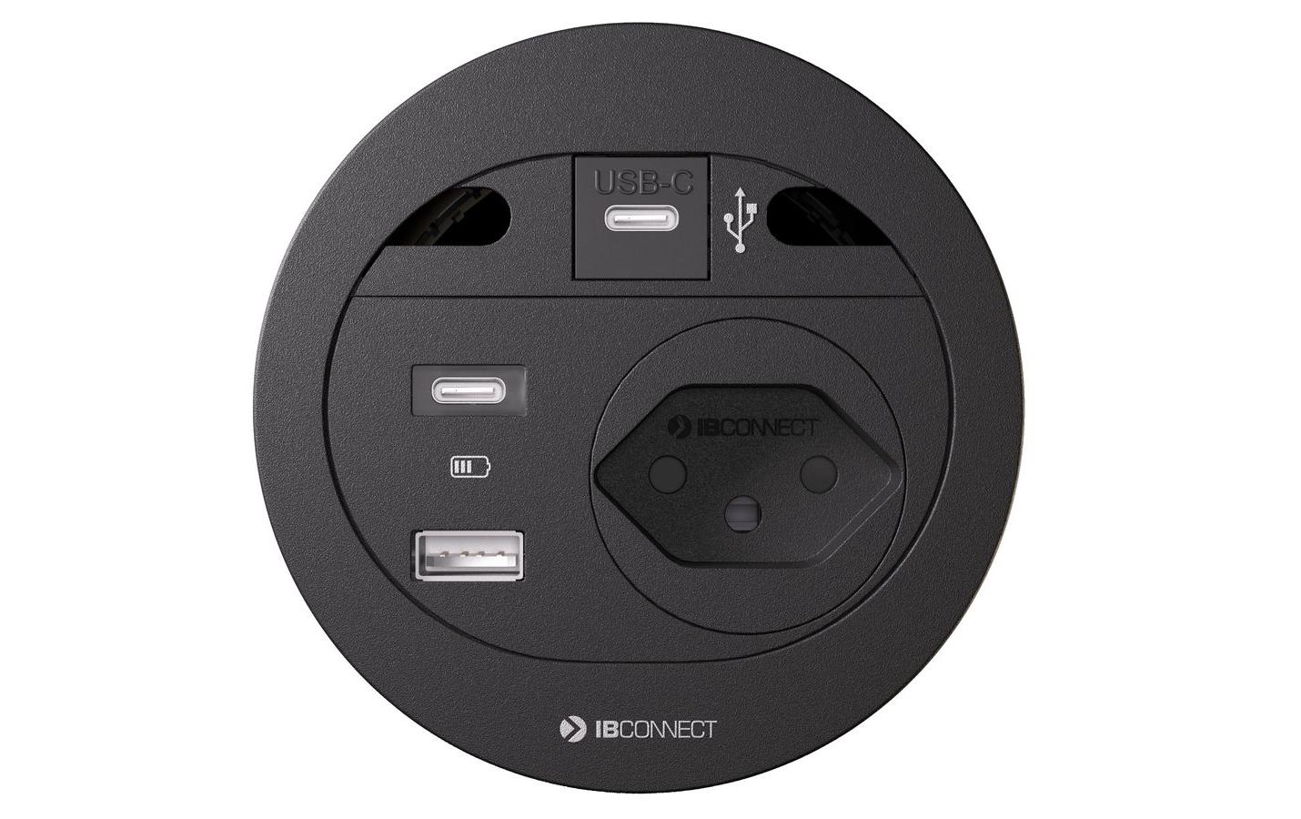 Steckdoseneinheit DIVUS T13, USB-A/C, USB-C Data Schwarz<br>Steckdoseneinheit mit erhöhtem Berührungsschutz zum Schutz vor elektrischen Unfällen