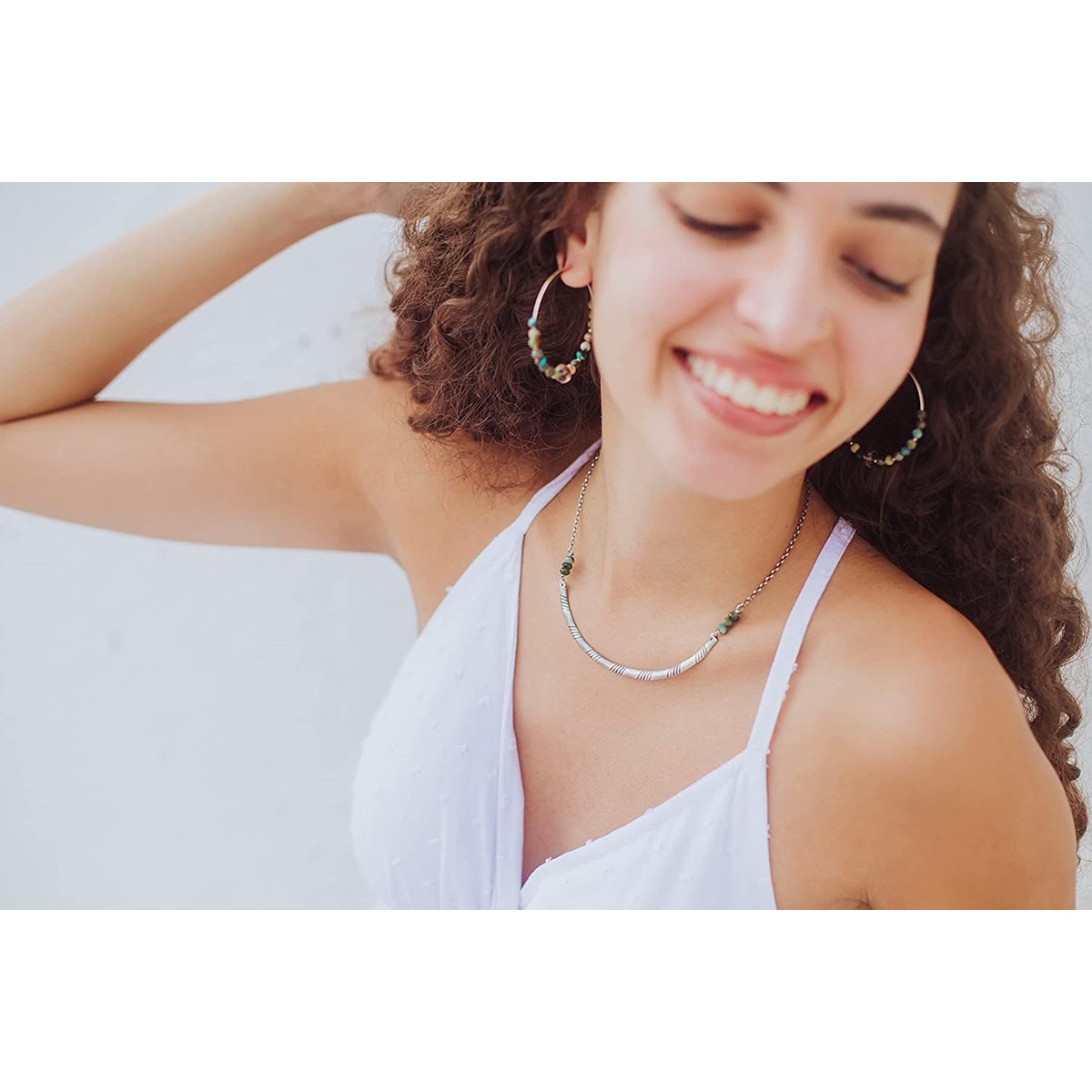 Collier Ethnique Émeraude Argent 925