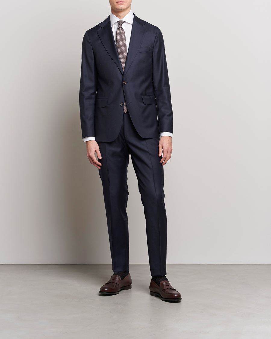 Oscar Jacobson Ego Loro Piana Zelander Merino Wool Suit Navy