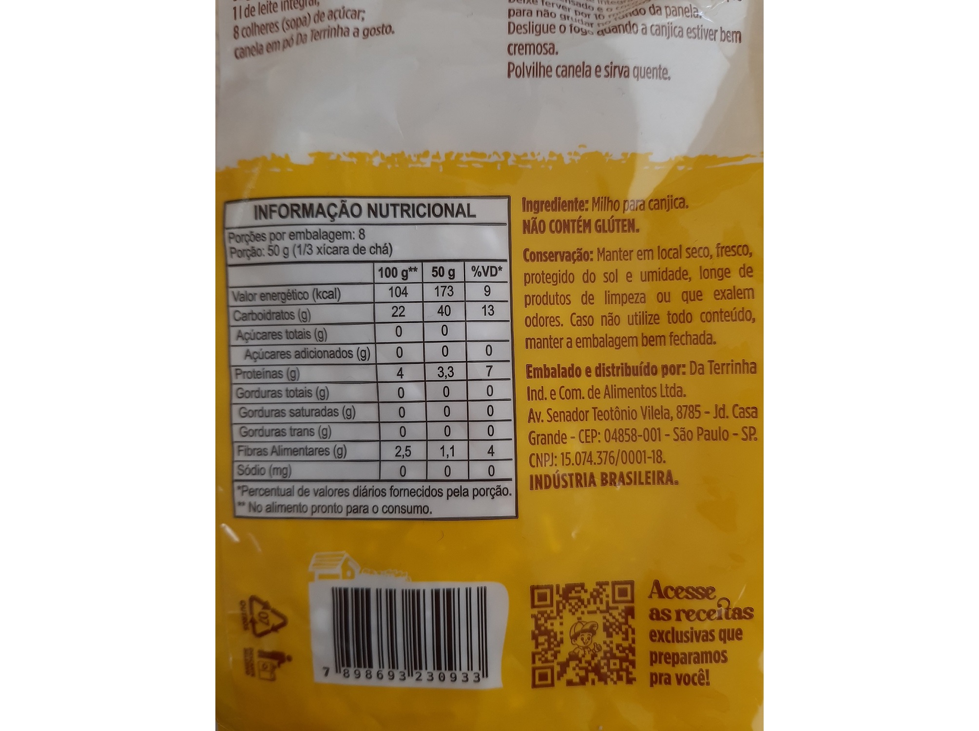 CANJICA BRANCA DA TERRINHA 400G