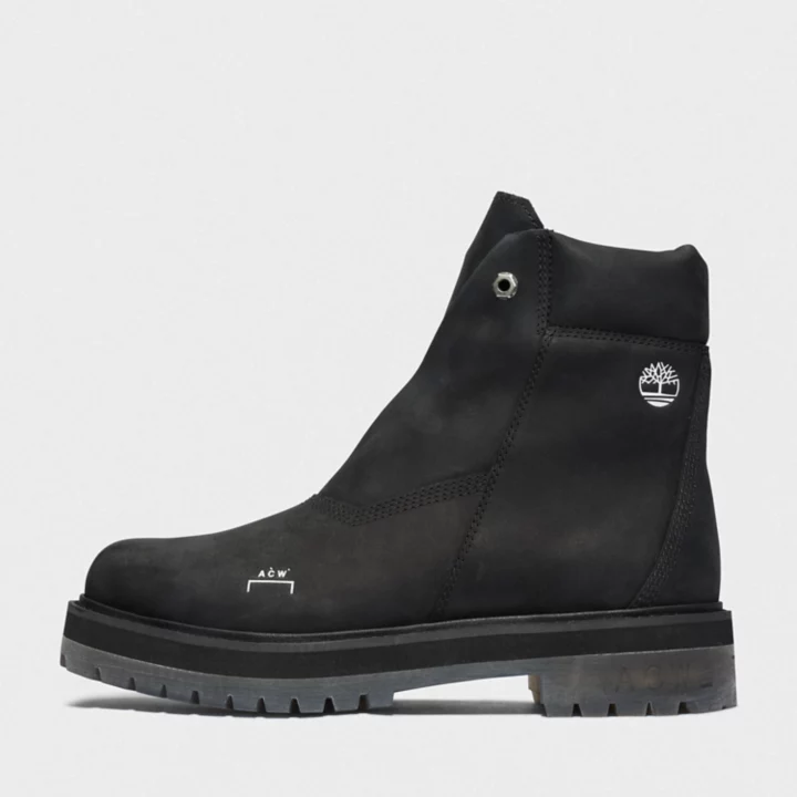 Bota Timberland x A-Cold-Wall* de 6 polegadas com zíper lateral para homens na cor preta.