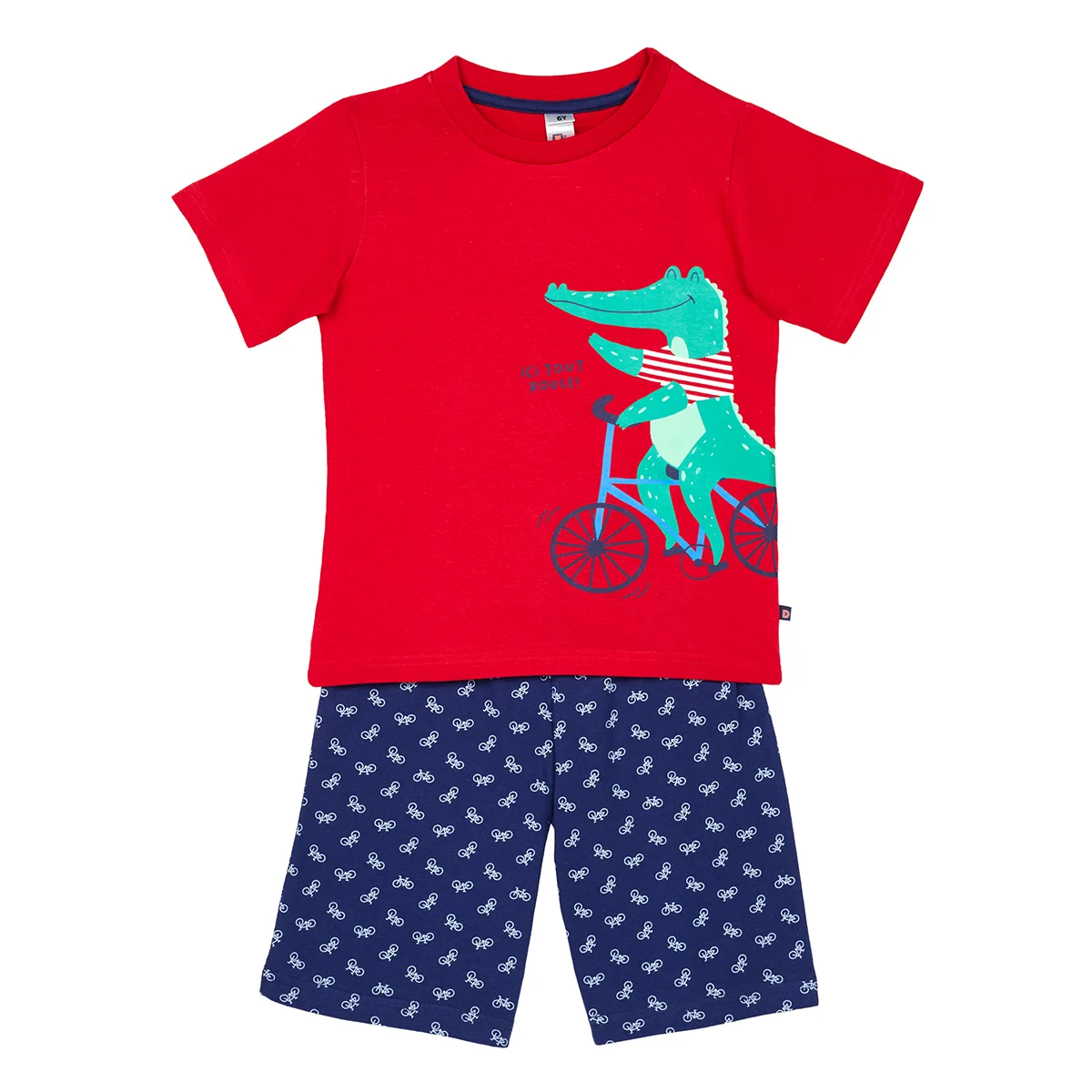 Pyjashort garçon VELO rouge/marine