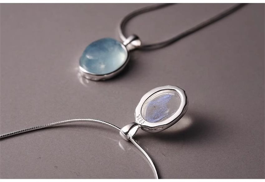 Bolgivy - Hanger met imitatie-edelsteen, choker van sterlingzilver (925)