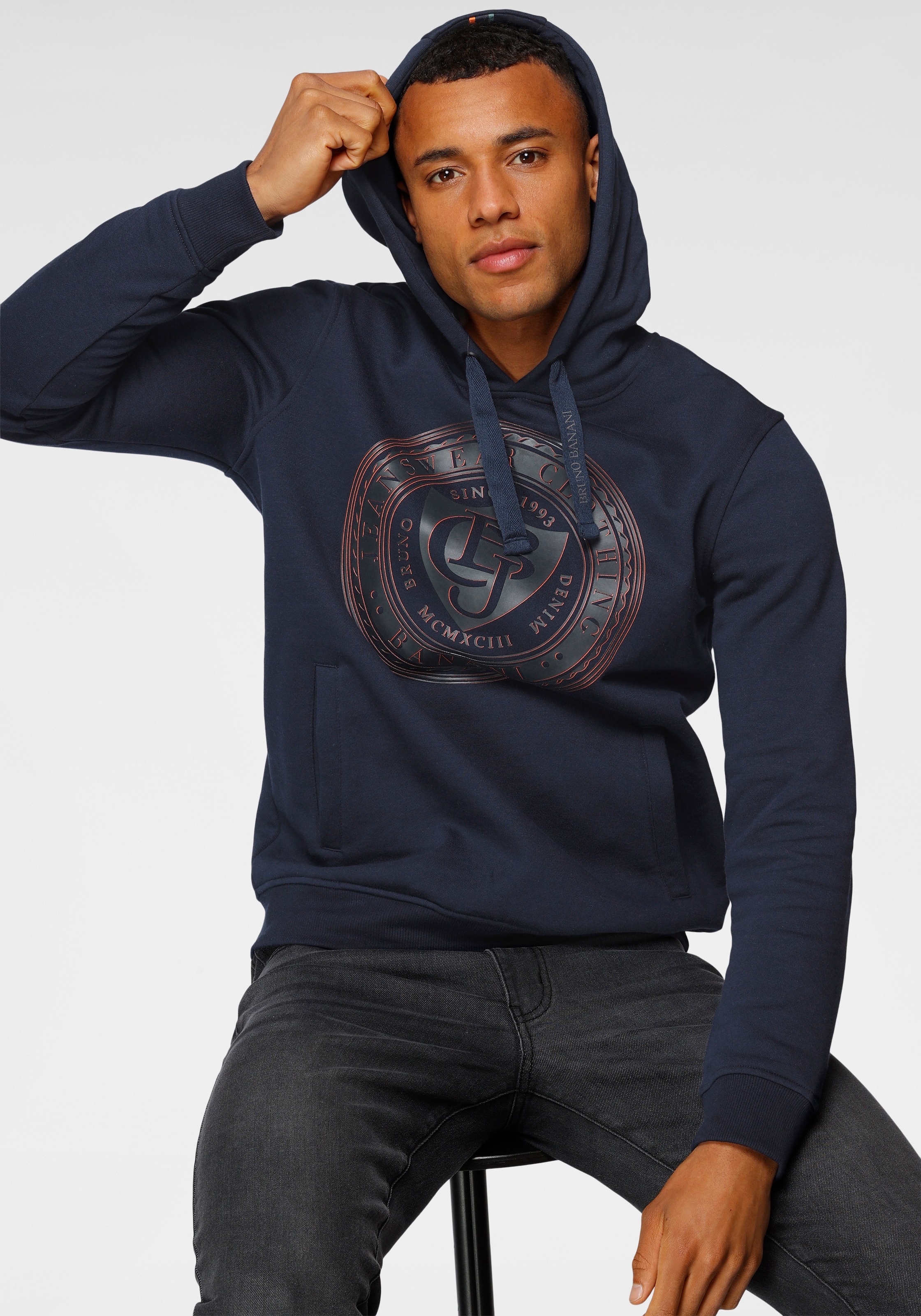 Bruno Banani Kapuzensweatshirt , Langarm,  schmale Passform,  bedruckte Optik