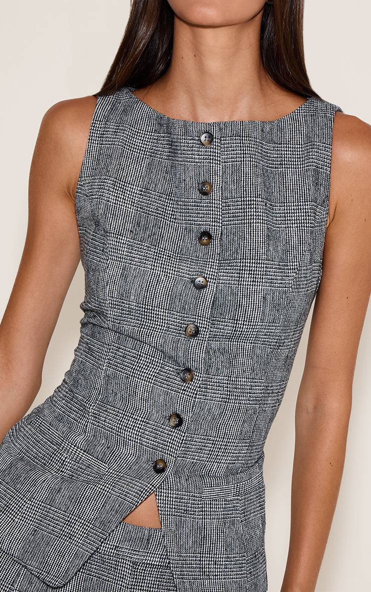 Gris Gilet Tissé À Carreaux