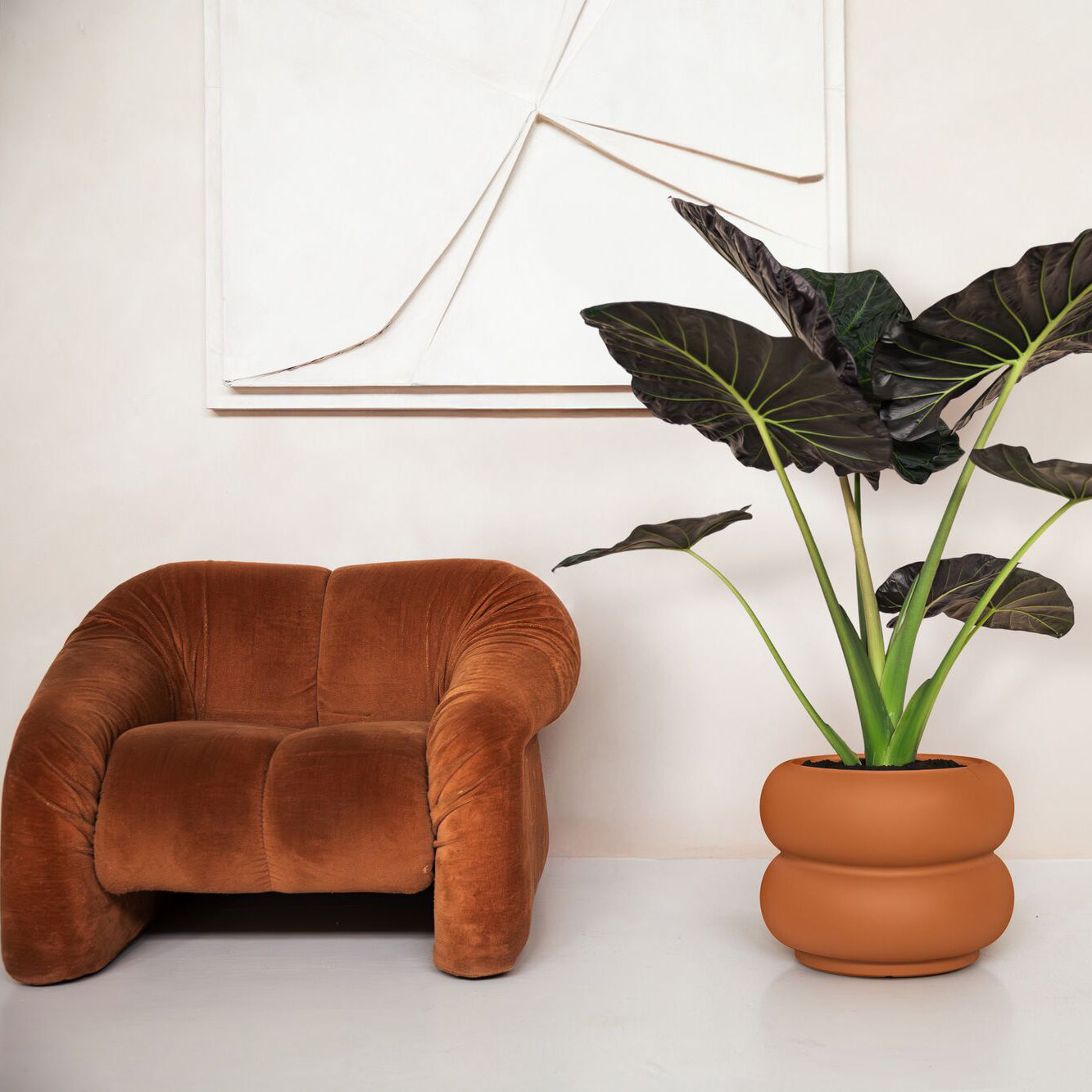 Elho Amber Roll Low 60 - Karamel - Ã 60 x H 46 cm - Binnen en Buiten - 100% gerecycled kunststof