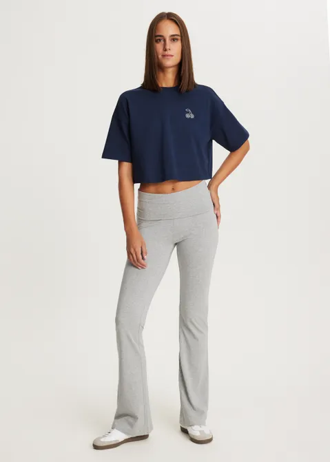 Cropped t-shirt met print blauw (BLW.D)