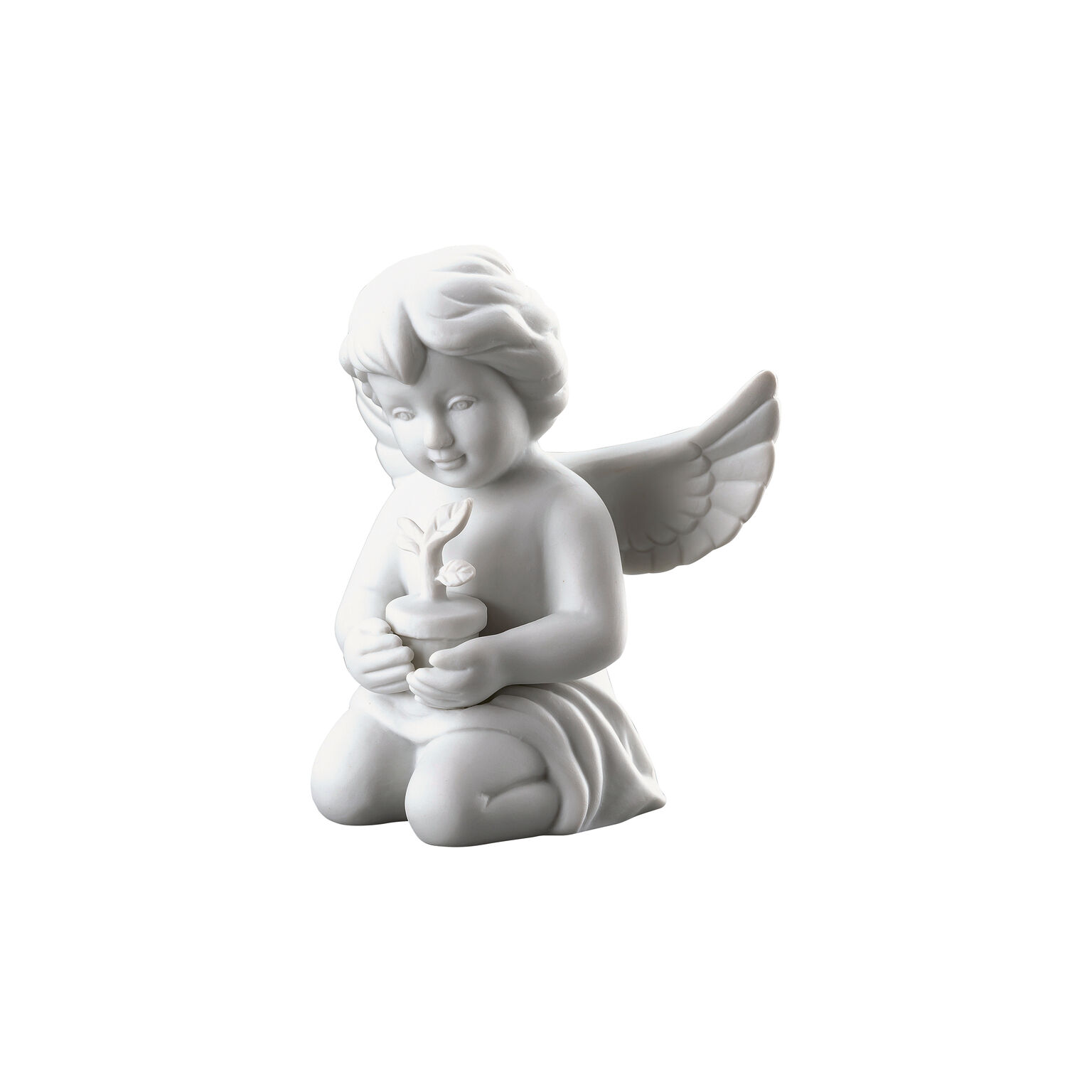 Angels Weiss matt Engel mit Blumentopf