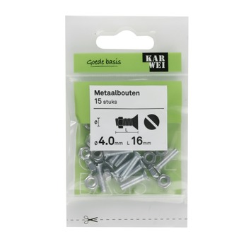 KARWEI metaalbout verzinkt 4x16 mm 15 stuks