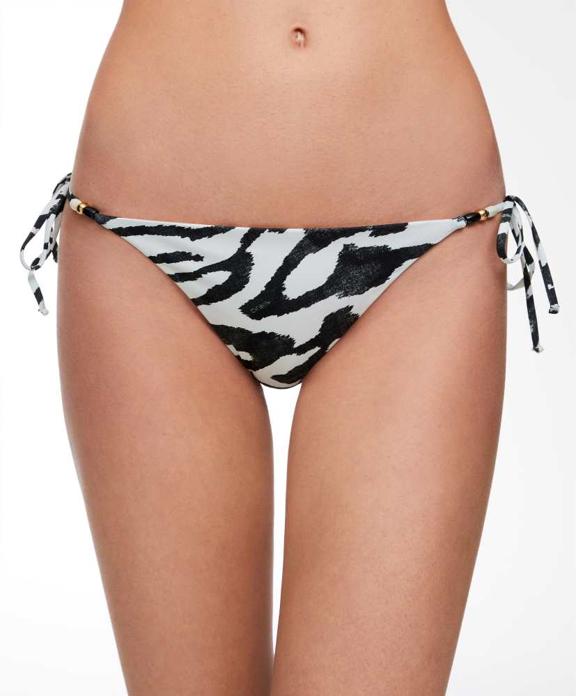 Calcinha de biquíni estampada com amarrações