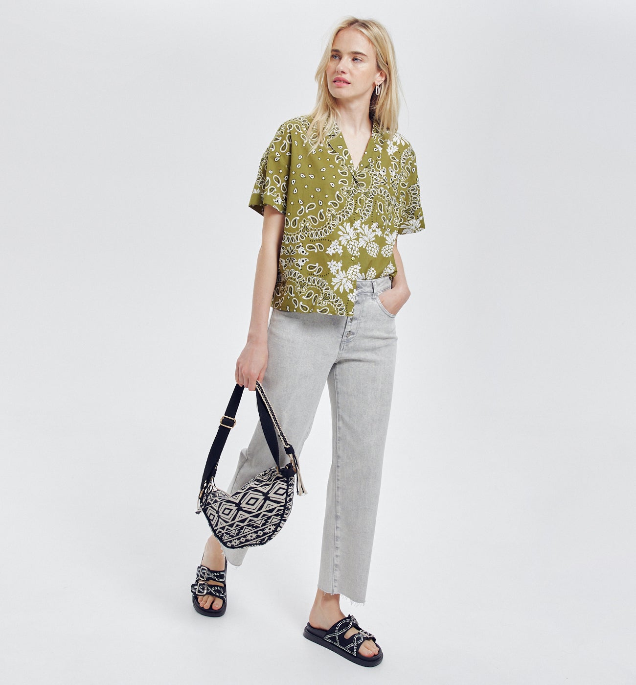 Chemise motif bandana Femme - Imprimé kaki