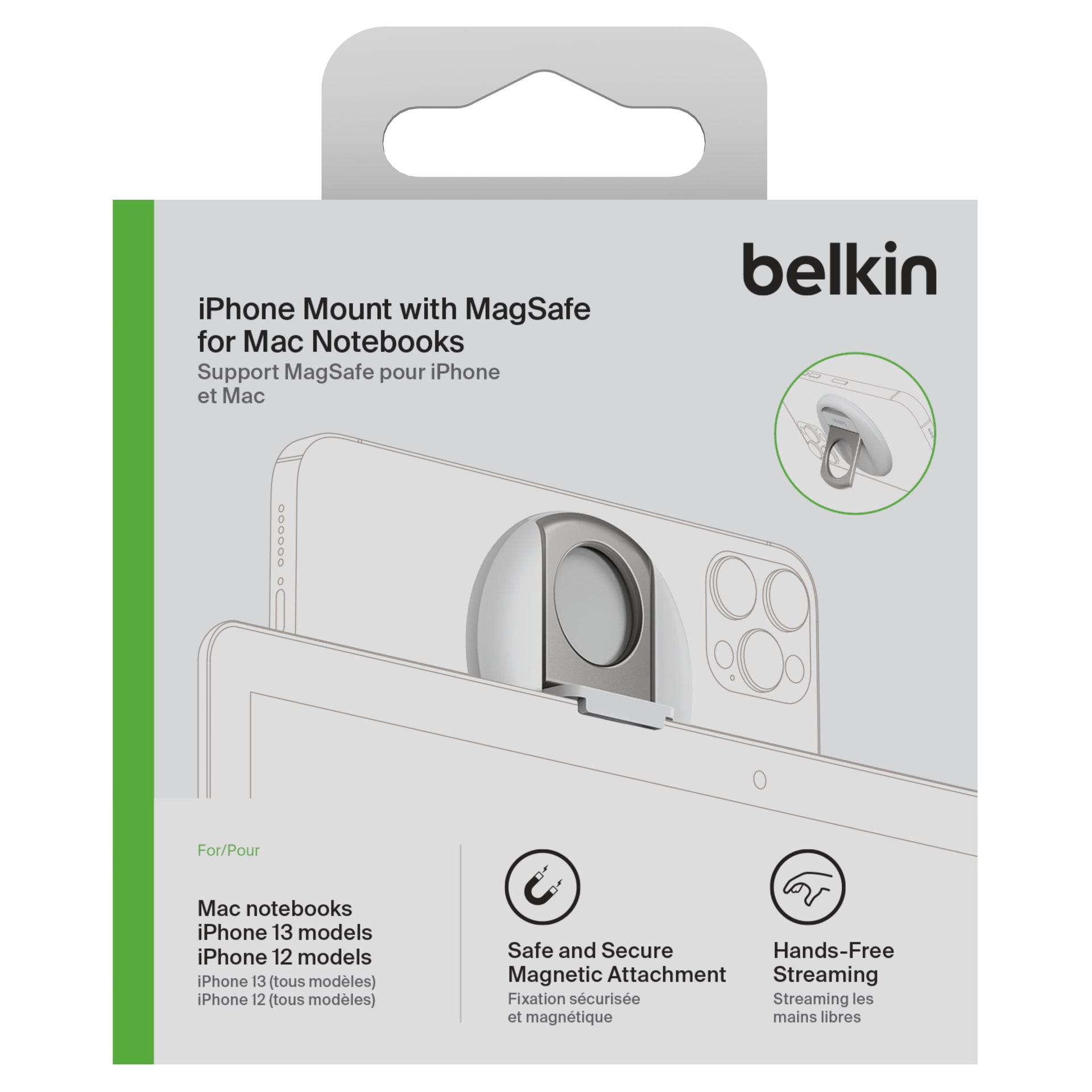 Belkin Smartphone-Halterung »iPhone Halter mit MagSafe für MacBooks« auch als Ringgriff oder Ständer verwendbar