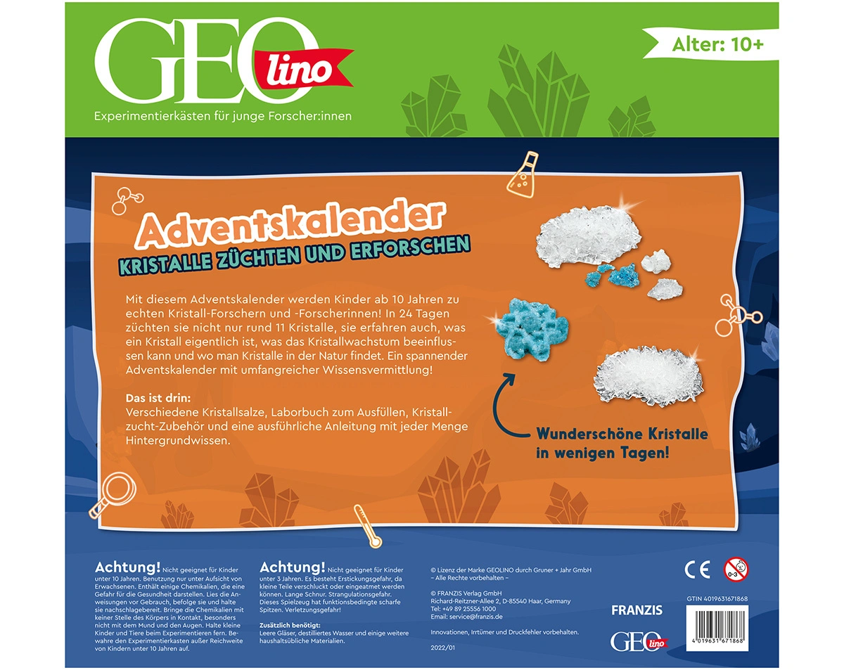 Geolino Adventskalender KRISTALLE 24-teilig