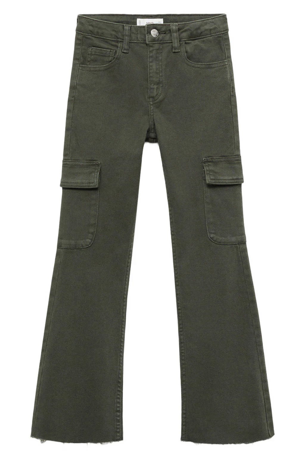 Mango Kids flared cargo broek donkergroen