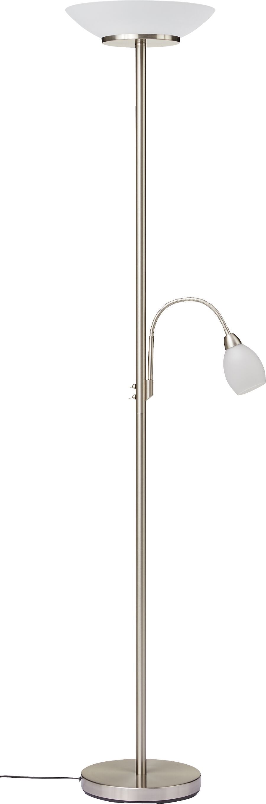 GERRY Stehleuchte - Silberfarbig / B: 34.0 cm x T: 25.0 cm x H: 180.0 cm