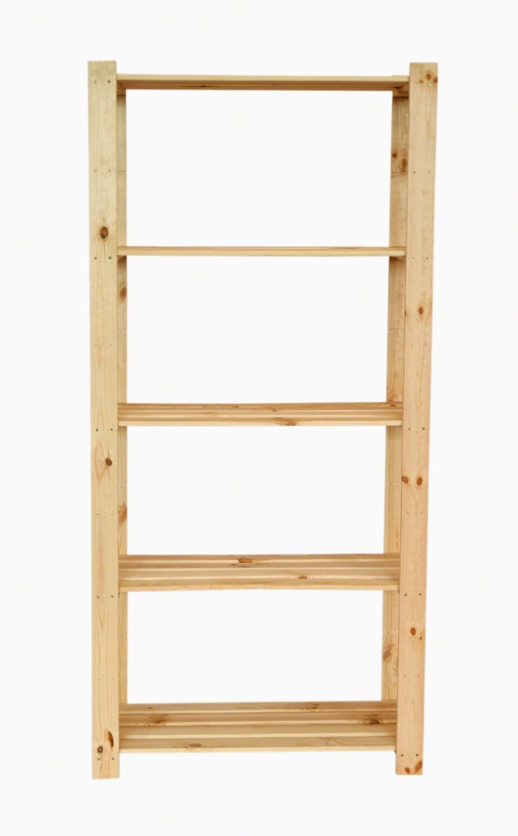 PROREGAL Pinepeak Houten Plank HxBxD 170 x 80 x 38 cm 5 Planken 1,2 cm Dik Dennenhout Natuurlijk