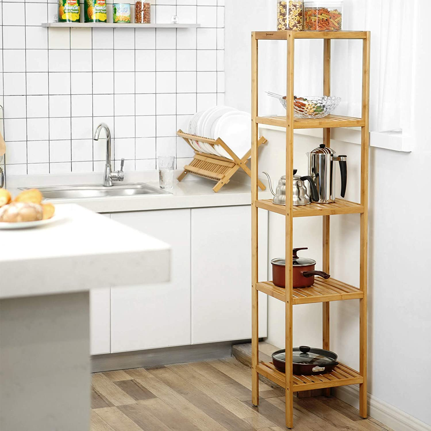 Badkamerrek van naturel bamboe - Indusign 33 x 146 cm