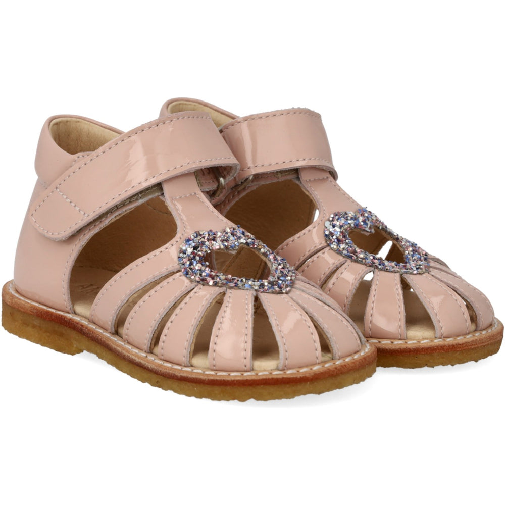Køb Angulus Rosebud/Pastel Multi Glitter Hjertesandal Med Glitter Og Velcrolukning