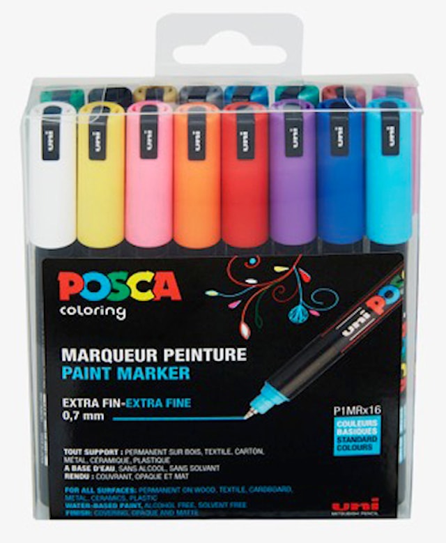 Posca Marker Set 16-p Blandede Farger PC-1MR Spiss 0,7 mm