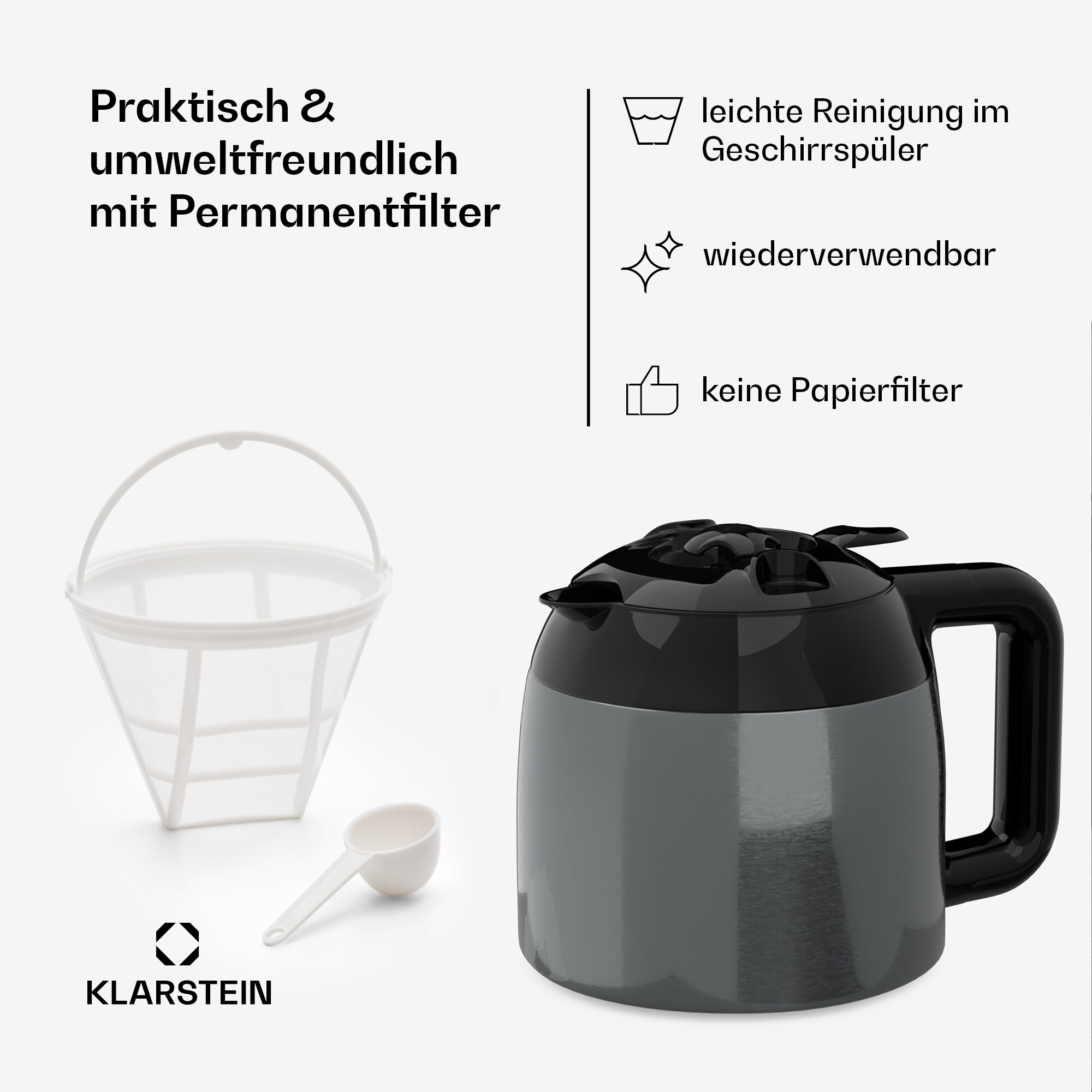 Arabica Kaffeemaschine 800W Touch Control 12 Tassen 1,2 Ltr Schwarz
