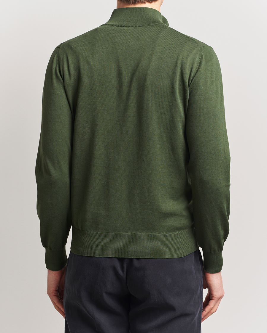 Canali Cotton Half Zip Dark Green