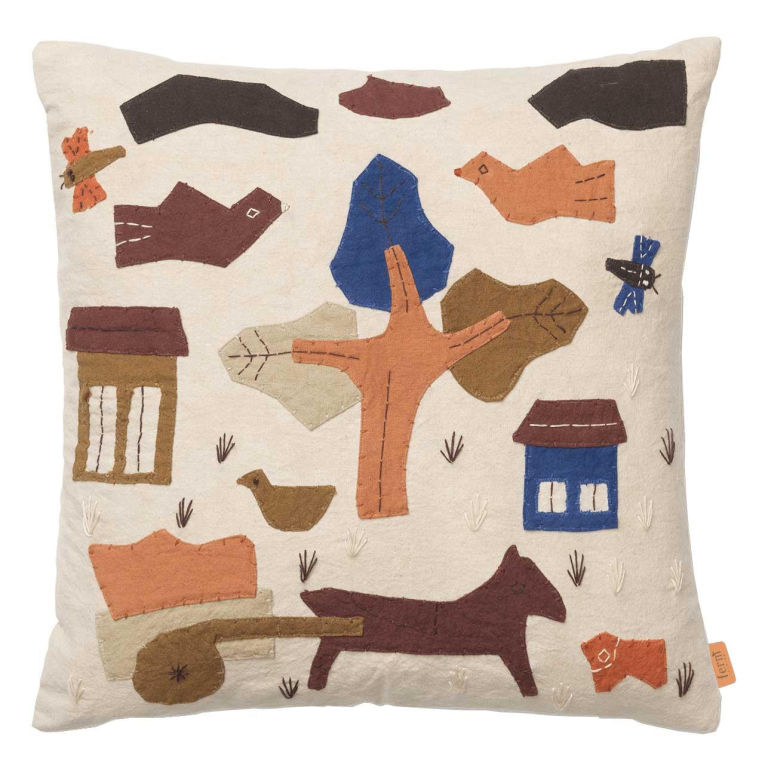 Ferm Living Village kussen 40x40 sugar kelp