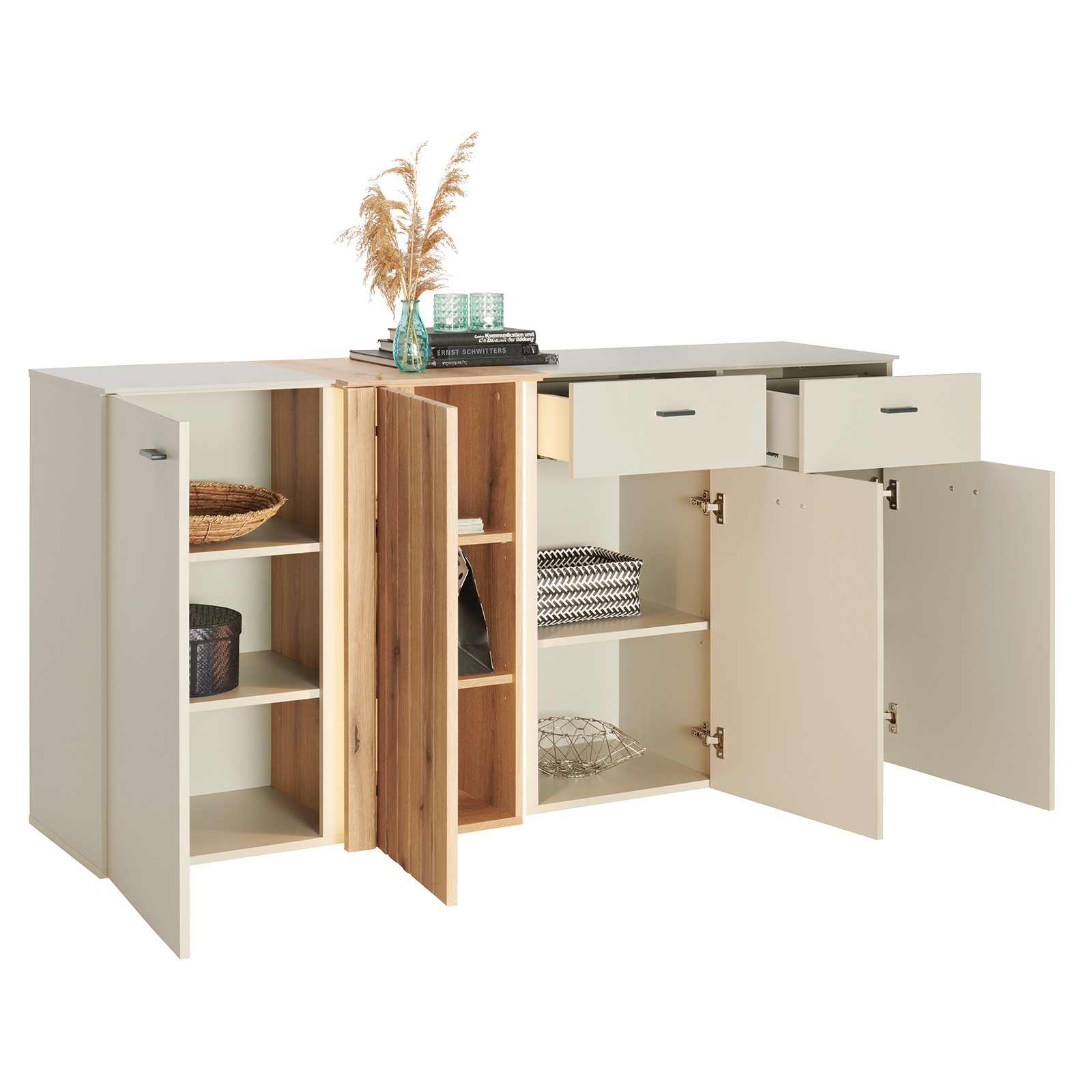 Sideboard SANTANA - Coast Evoke Eiche-kieselgrau - 4 Türen - 178 cm