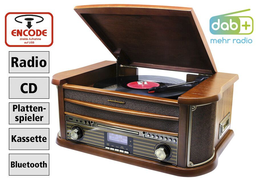 DAB-Nostalgie-Stereoanlage im Echtholzgehäuse