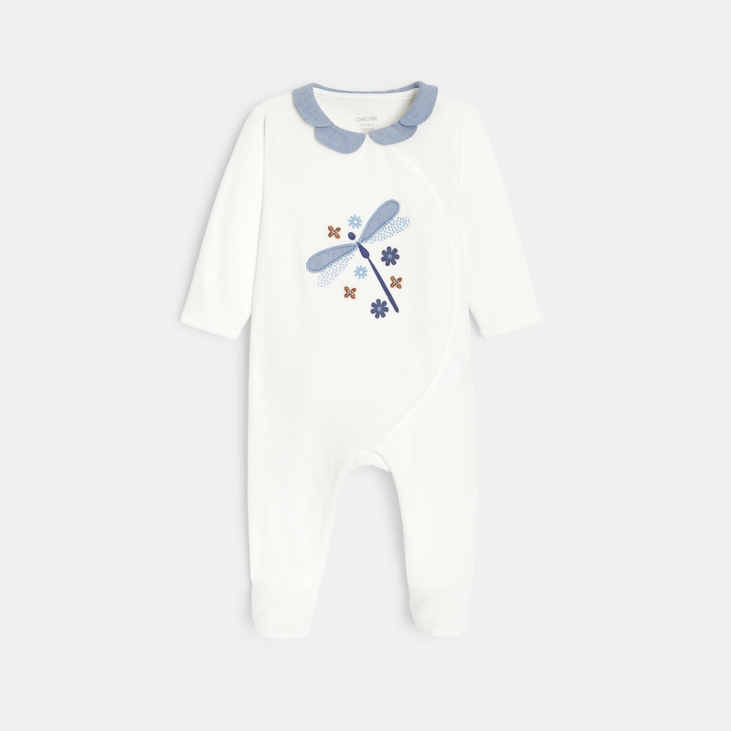 Dors-bien libellule velours blanc bébé fille