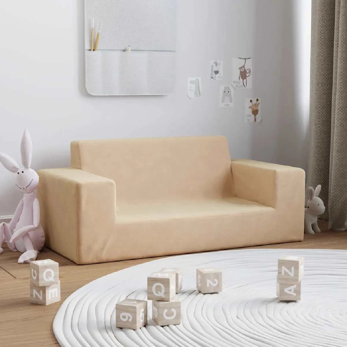 vidaXL Canapé 2 places enfant - Crème