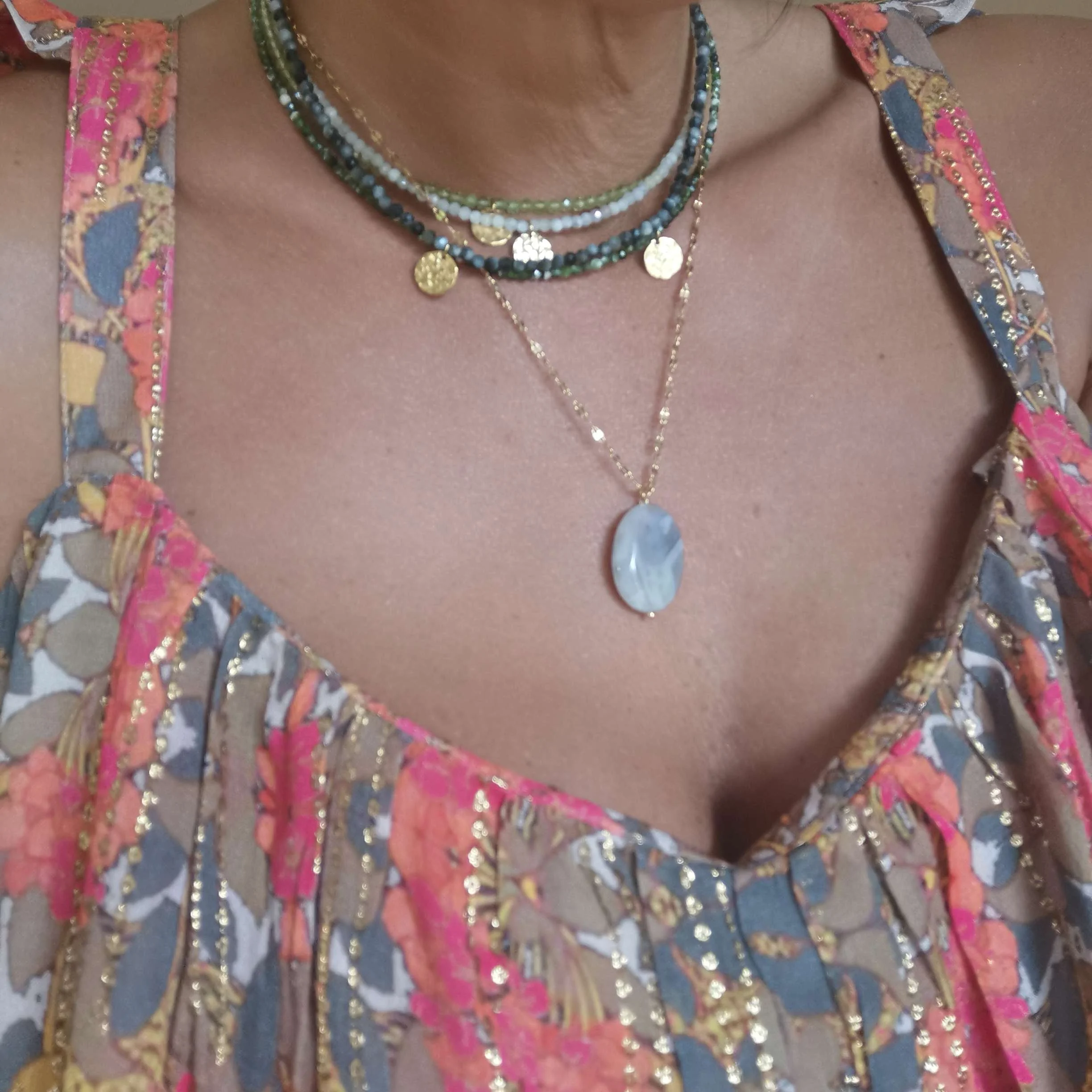 MARJANE - Collier agate fleur | Marron
