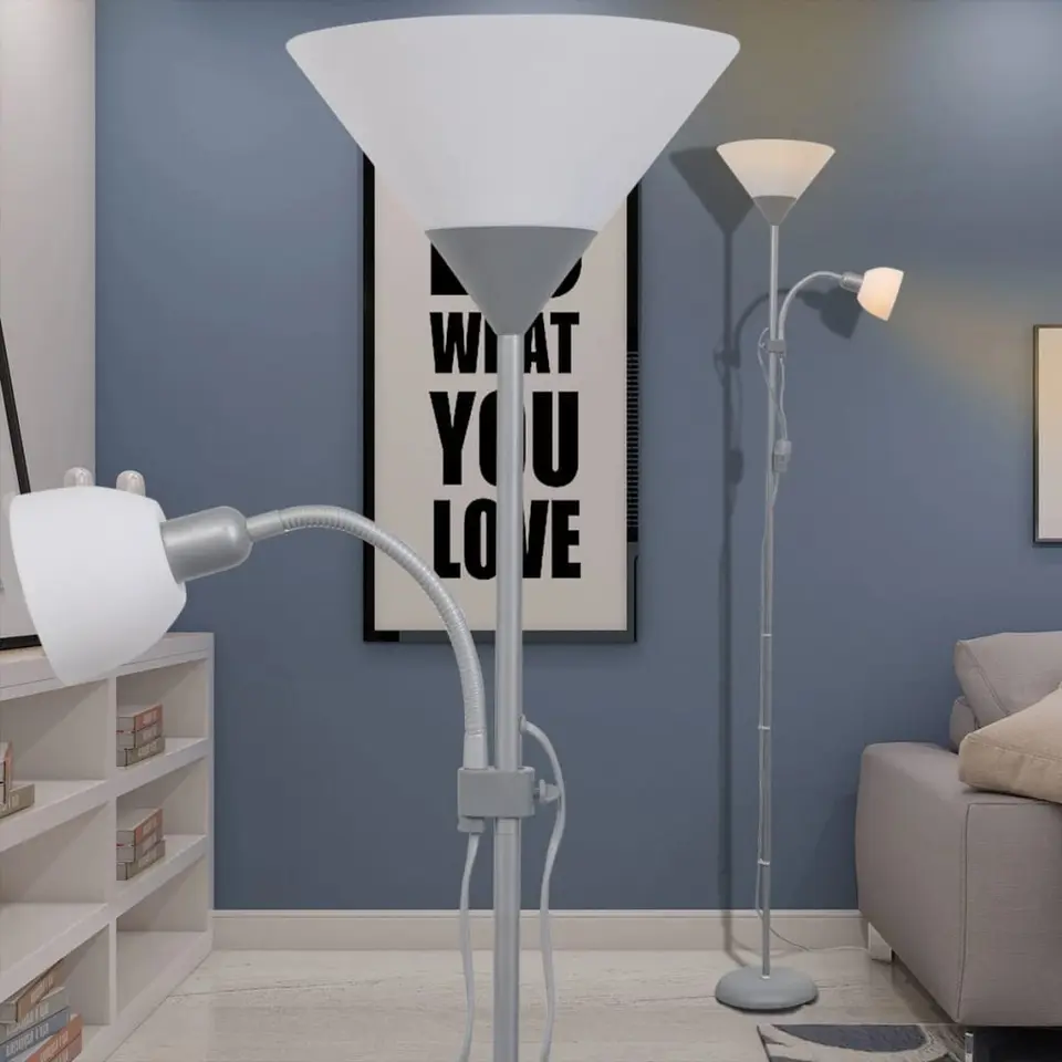 vidaXL - Staande Lamp - Grijs - Staal