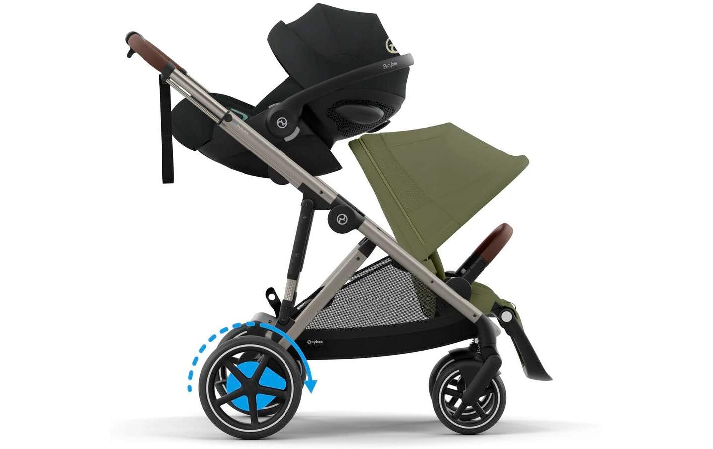 Kinderwagen eGazelle S Grün<br>Elektrischer Kinderwagen mit 20 Kombinationen